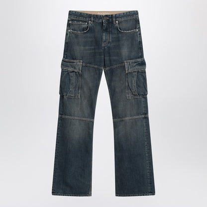 Balenciaga Blue Wide-Leg Cargo Regular Jeans with Faded Finish Blue