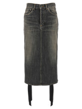 Balenciaga Lace Up Denim Skirt Gray