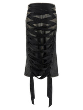 Balenciaga Lace Up Denim Skirt Gray
