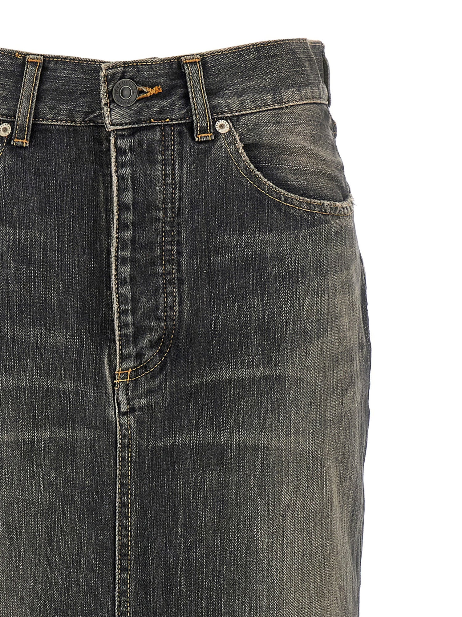 Balenciaga Lace Up Denim Skirt Gray