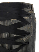 Balenciaga Lace Up Denim Skirt Gray