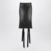 Balenciaga Smoky Grey Denim Skirt with Lace-Up Back Grey