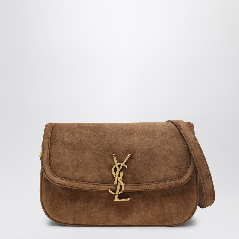 Saint Laurent Medium Solferino Suede Shoulder Bag Caramel Cognac Brown
