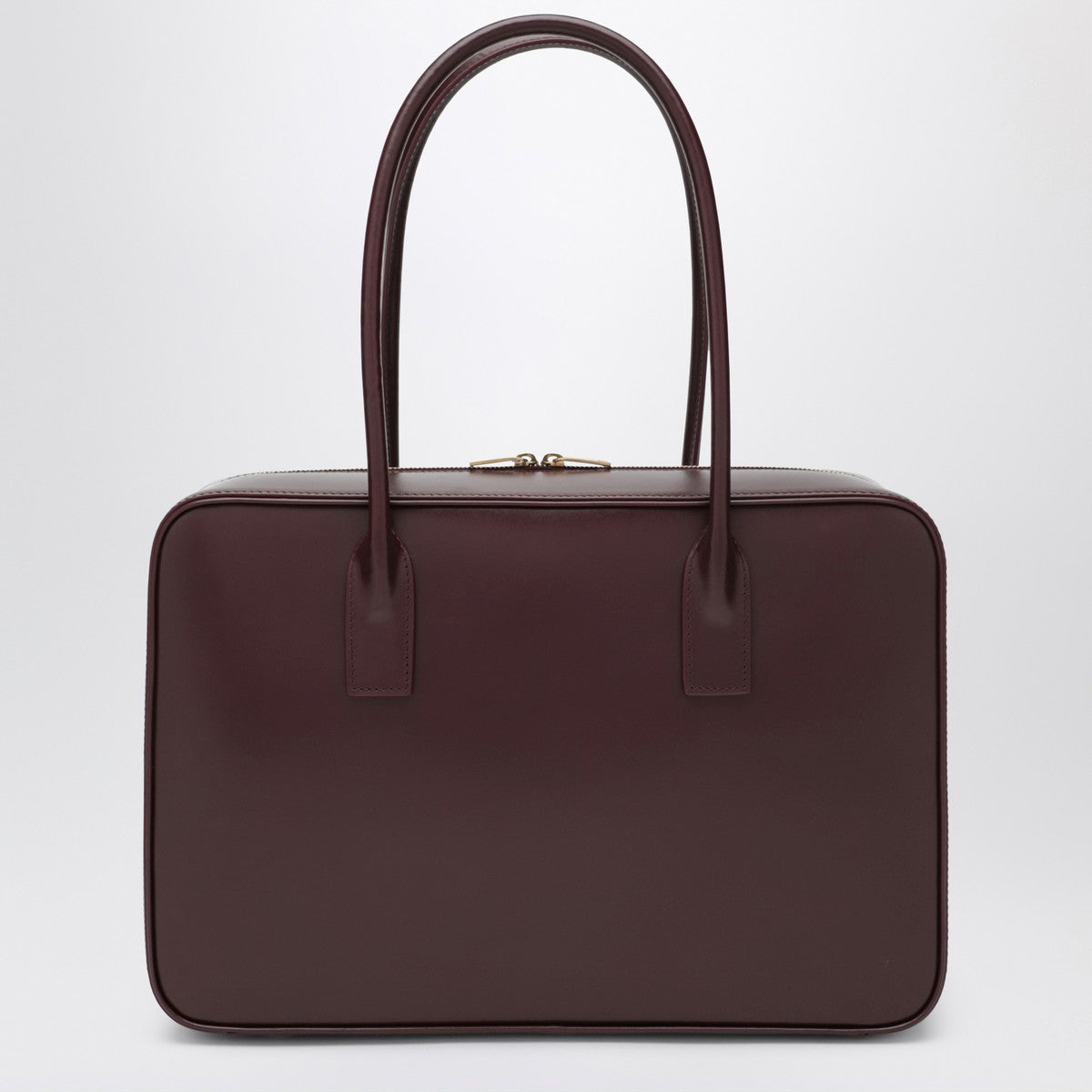 Saint Laurent Bordeaux De Jour Leather Bowling Bag Burgundy