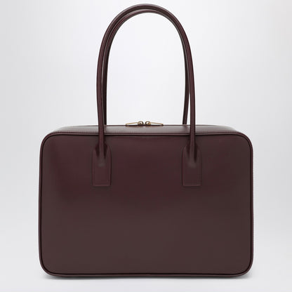 Saint Laurent Bordeaux De Jour Leather Bowling Bag Burgundy