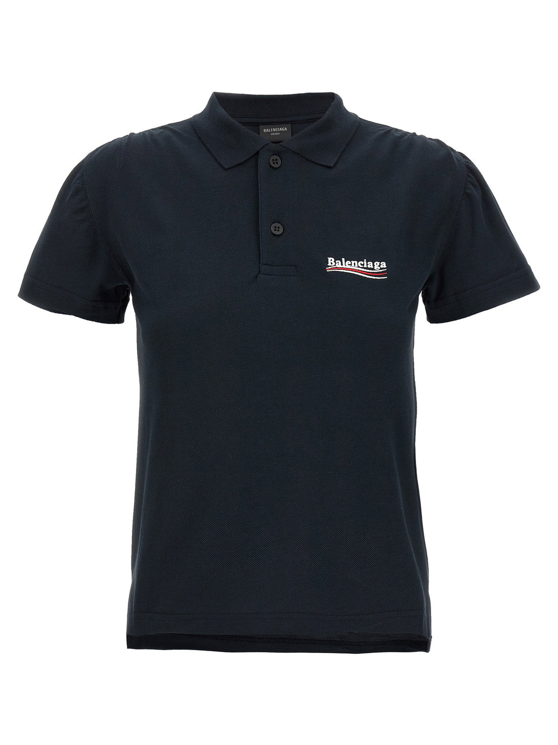 Balenciaga Logo Embroidery Polo Shirt Blue