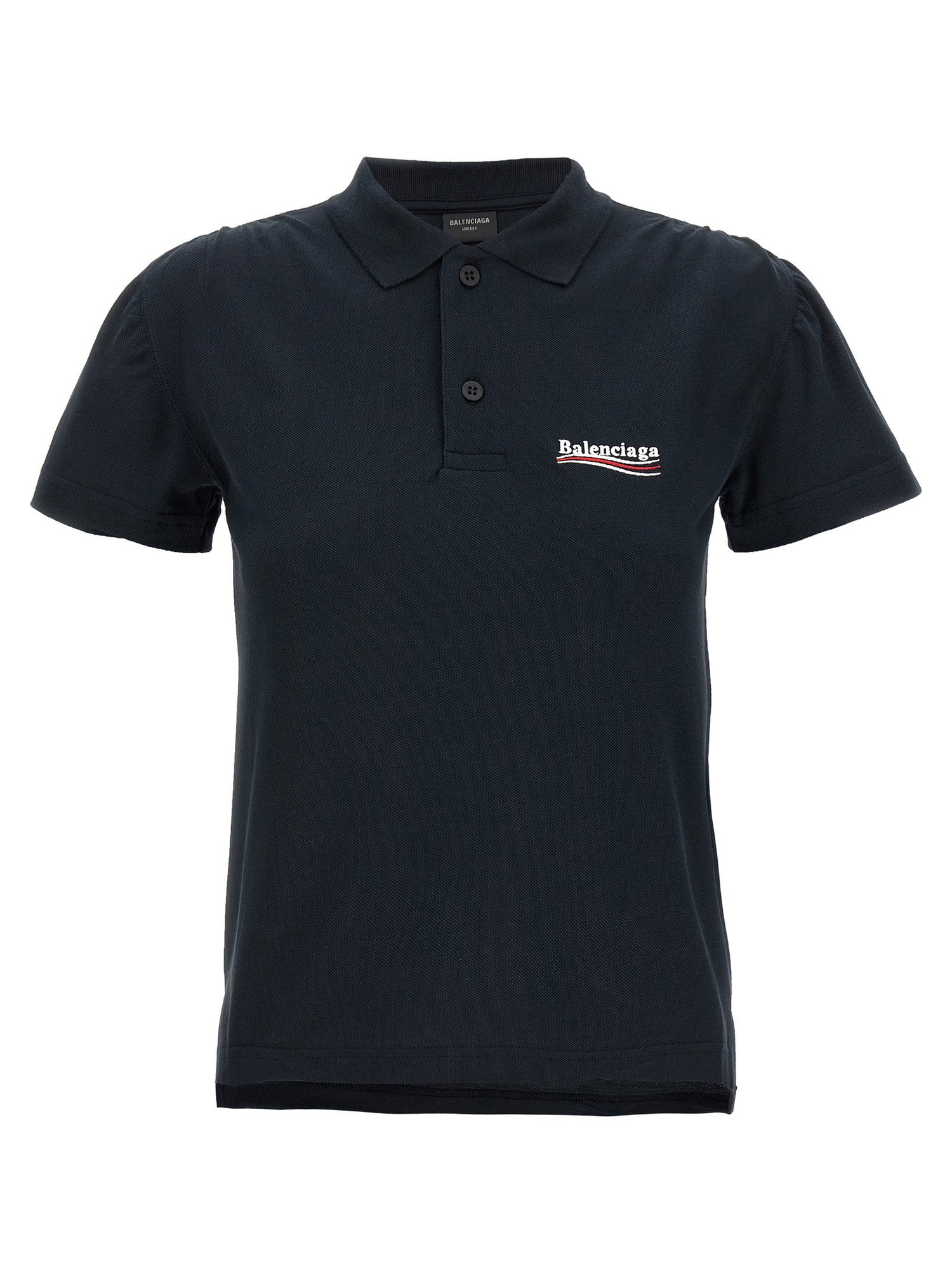 Balenciaga Logo Embroidery Polo Shirt Blue