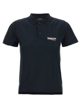 Balenciaga Logo Embroidery Polo Shirt Blue
