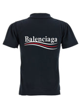 Balenciaga Logo Embroidery Polo Shirt Blue