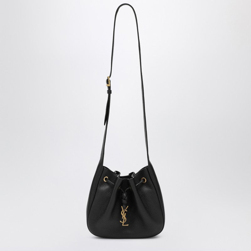 Saint Laurent Hobo Bag Mini Hammered Leather Black