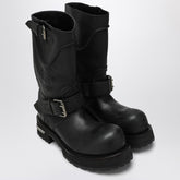 Balenciaga Venom Distressed Black Calfskin Leather Boots Black