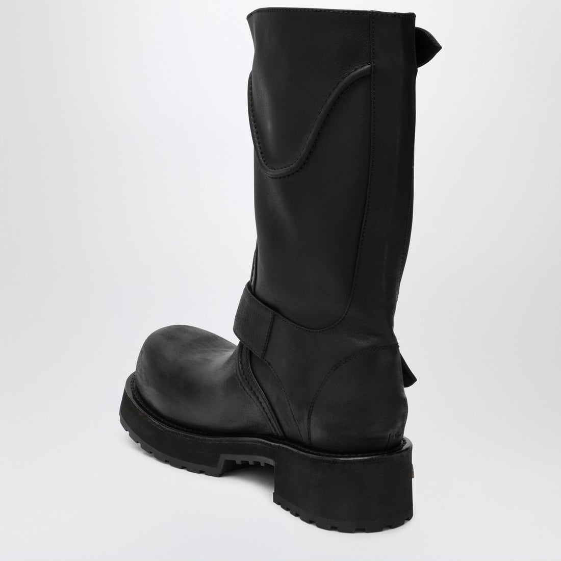 Balenciaga Venom Distressed Black Calfskin Leather Boots Black