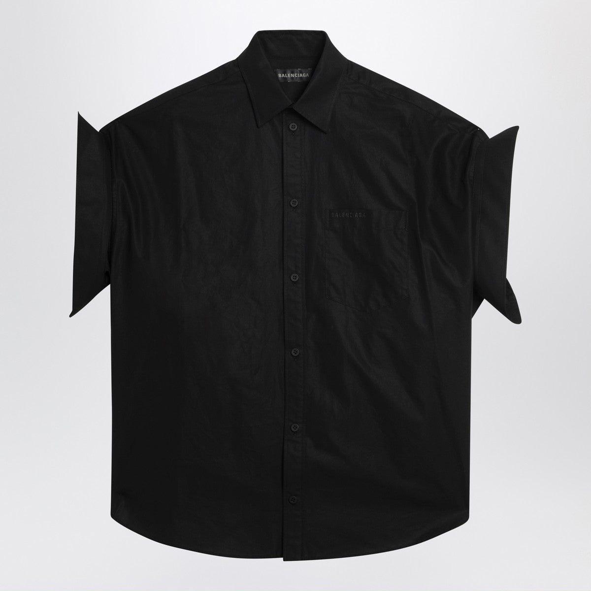 Balenciaga Black Cotton Turn-Up Shirt Black