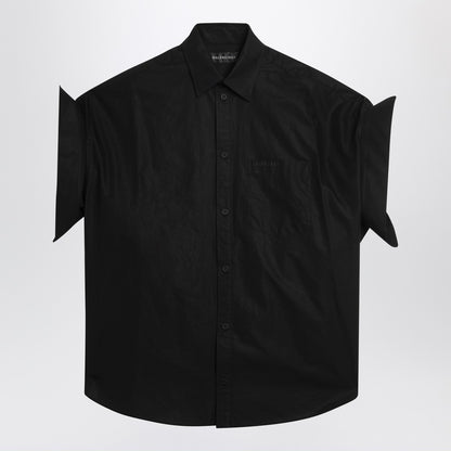 Balenciaga Black Cotton Turn-Up Shirt Black