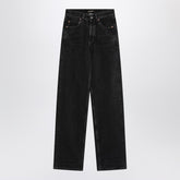 Saint Laurent High-Rise V-Waist Wide-Leg Black Jeans Black