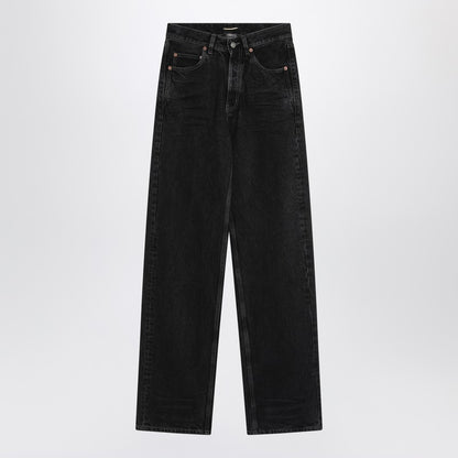 Saint Laurent High-Rise V-Waist Wide-Leg Black Jeans Black