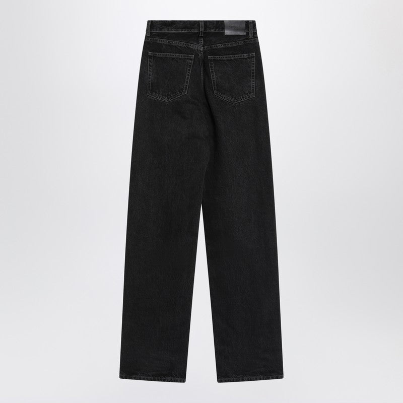 Saint Laurent High-Rise V-Waist Wide-Leg Black Jeans Black