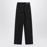 Saint Laurent High-Rise V-Waist Wide-Leg Black Jeans Black