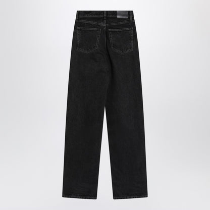 Saint Laurent High-Rise V-Waist Wide-Leg Black Jeans Black
