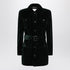 Saint Laurent Green Cotton Velvet Safari Jacket with Removable Belt Black