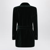 Saint Laurent Green Cotton Velvet Safari Jacket with Removable Belt Black