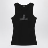 Balenciaga Black Nano BB Logo Viscose Tank Top Black