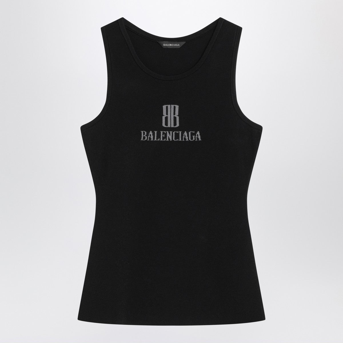 Balenciaga Black Nano BB Logo Viscose Tank Top Black