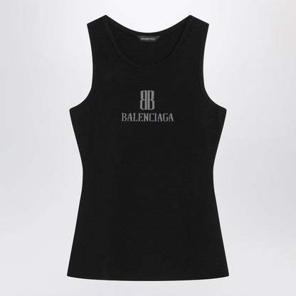 Balenciaga Black Nano BB Logo Viscose Tank Top Black