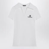 Balenciaga White Short-Sleeve Nano BB Viscose Polo Shirt White