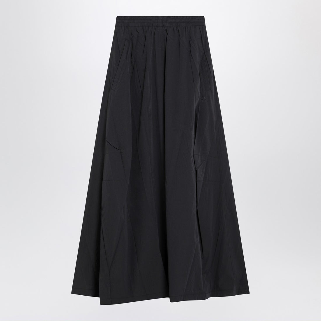 Balenciaga Black Washed Cotton Maxi Skirt with Elastic Waistband Black