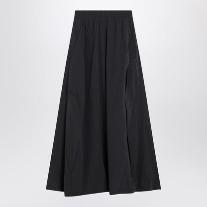 Balenciaga Black Washed Cotton Maxi Skirt with Elastic Waistband Black