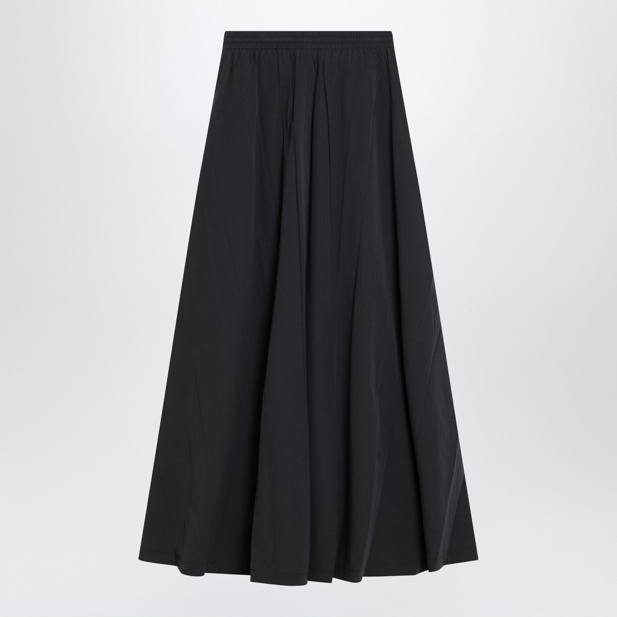 Balenciaga Black Washed Cotton Maxi Skirt with Elastic Waistband Black