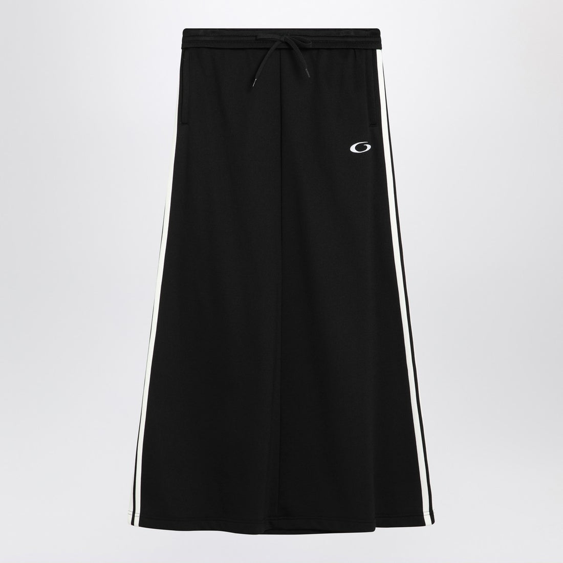 Balenciaga Long Black Cotton Sports Skirt with Side Bands Black