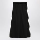 Balenciaga Long Black Cotton Sports Skirt with Side Bands Black