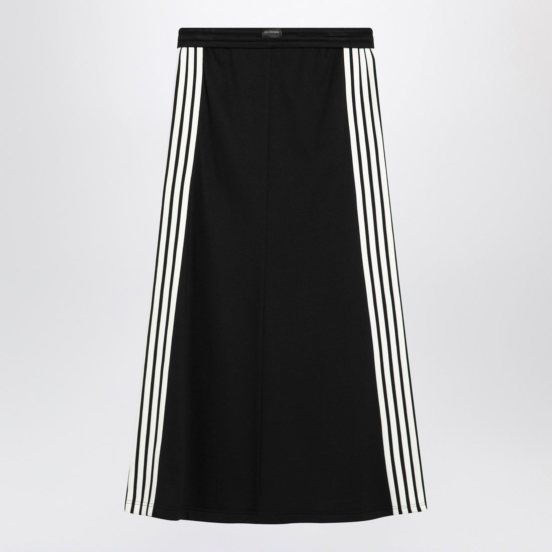 Balenciaga Long Black Cotton Sports Skirt with Side Bands Black