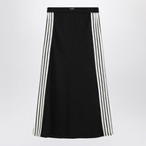 Balenciaga Long Black Cotton Sports Skirt with Side Bands Black