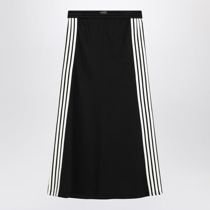 Balenciaga Long Black Cotton Sports Skirt with Side Bands Black