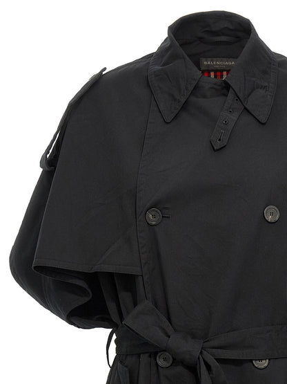 Balenciaga Stole Trench Coat Black