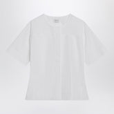 Alexander Mcqueen White Cotton Poplin Corset Shirt with Wide Short Sleeves White