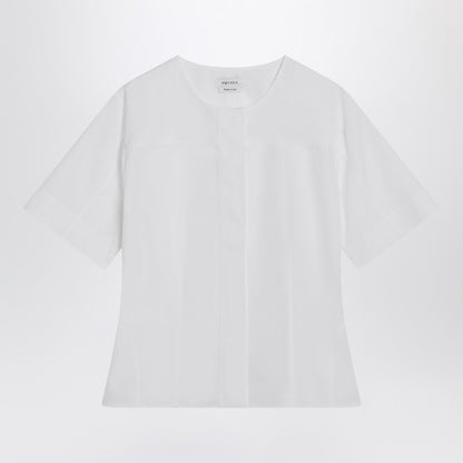Alexander Mcqueen White Cotton Poplin Corset Shirt with Wide Short Sleeves White