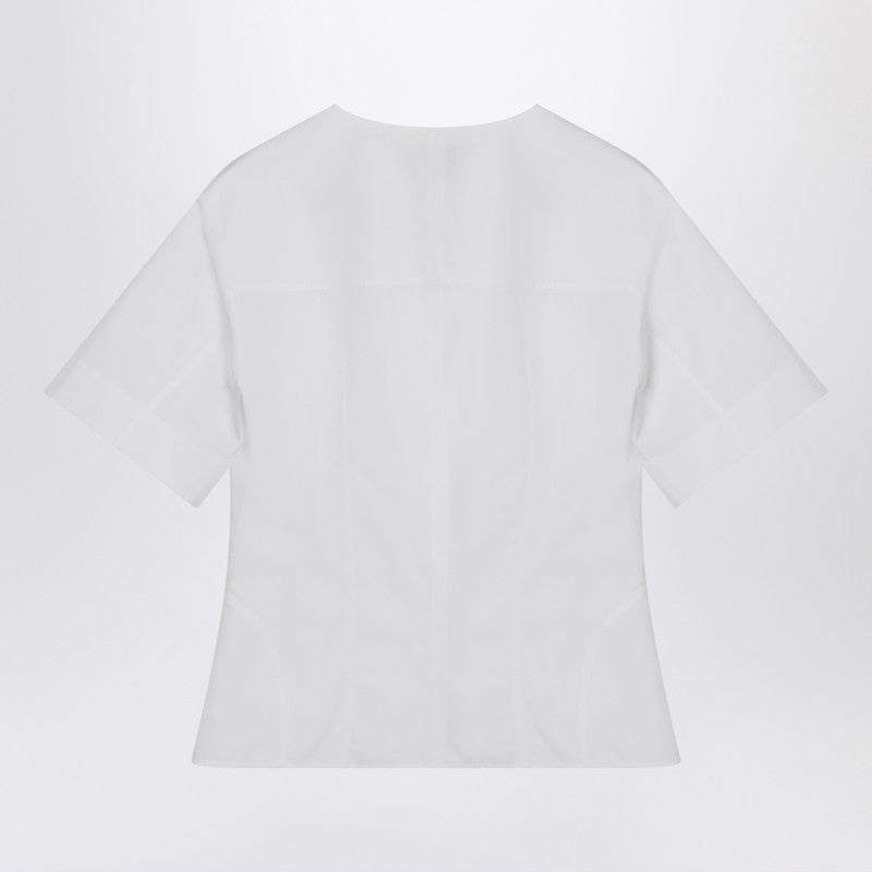 Alexander Mcqueen White Cotton Poplin Corset Shirt with Wide Short Sleeves White