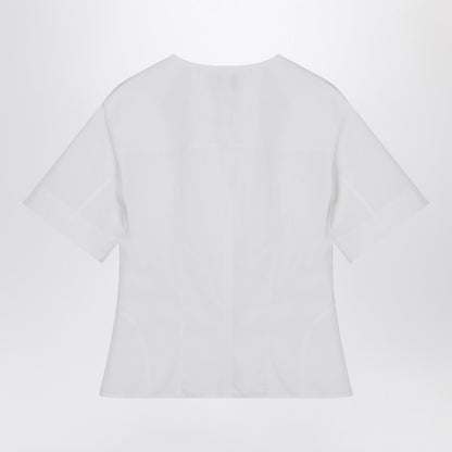 Alexander Mcqueen White Cotton Poplin Corset Shirt with Wide Short Sleeves White