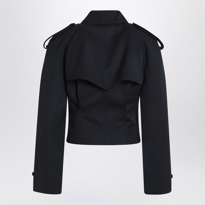 Alexander Mcqueen Short Double-Breasted Wool Jacket Navy Blue Blue