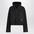 Balenciaga Cropped Cotton Hooded Jacket Black