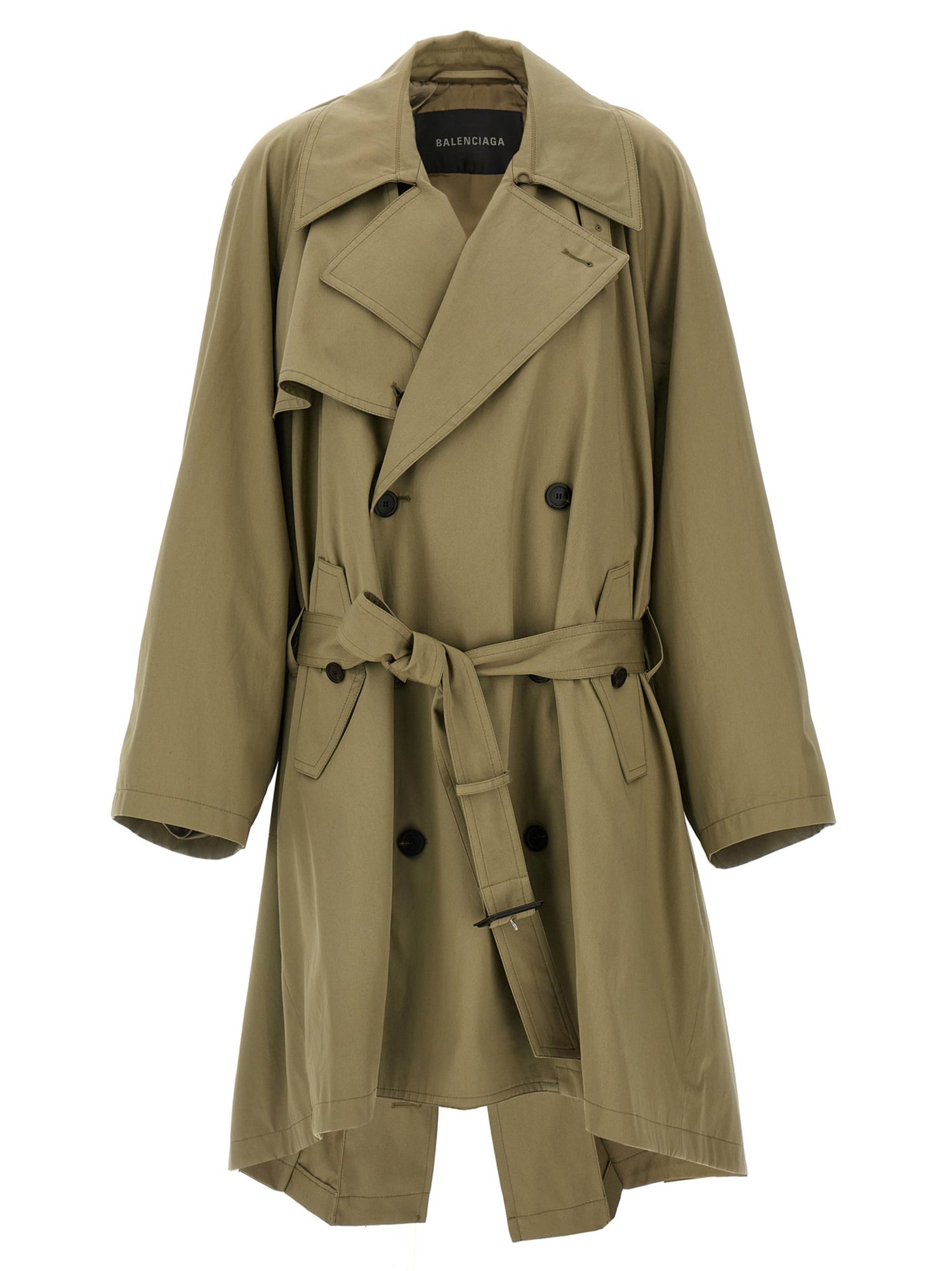 Balenciaga Draped Neck Trench Coat Beige