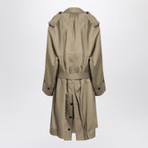 Balenciaga Double-Breasted Wide Cotton Trench Coat Beige