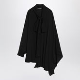 Balenciaga Asymmetric Silk Blouse with Scarf Black