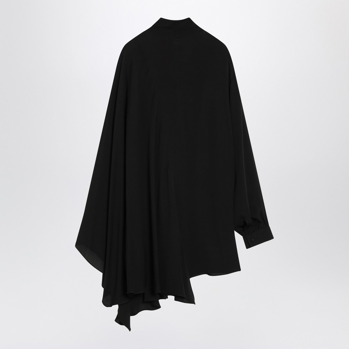 Balenciaga Asymmetric Silk Blouse with Scarf Black