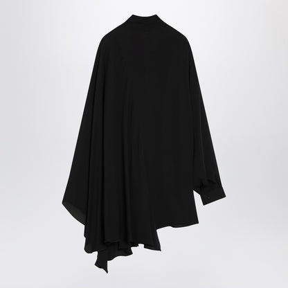 Balenciaga Asymmetric Silk Blouse with Scarf Black