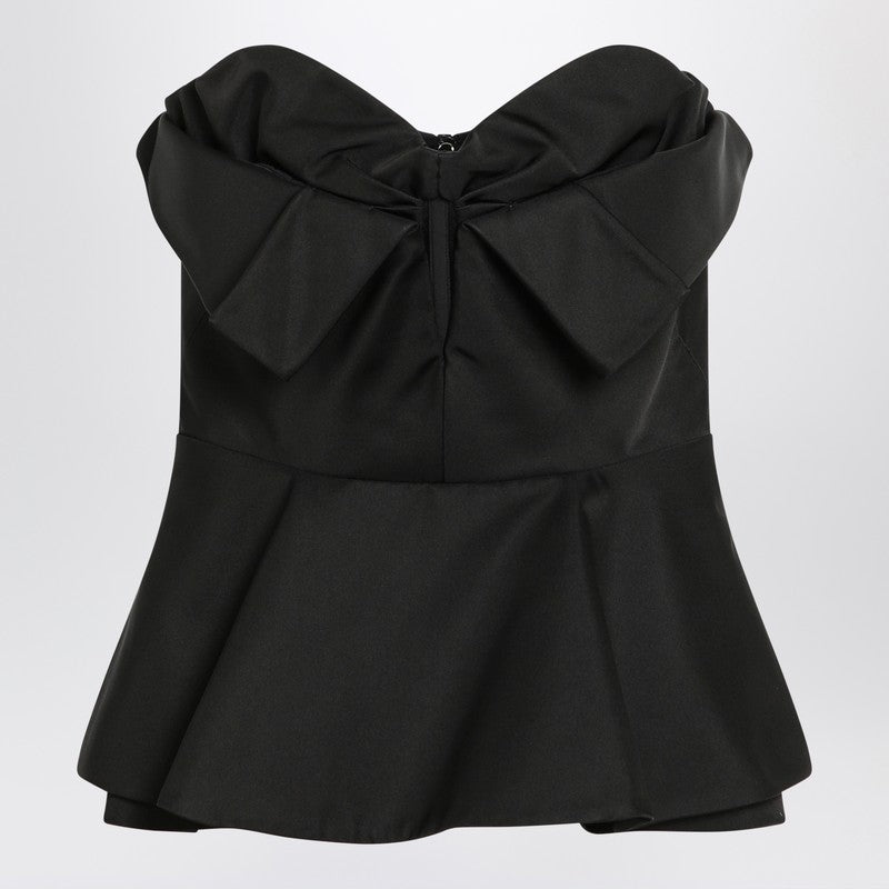 Alexander McQueen Black Silk-Blend Strapless Corset Top with Draped Neckline Black